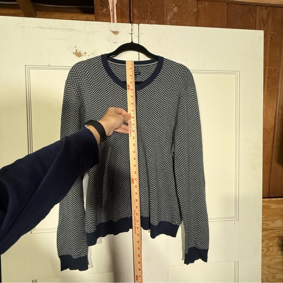 Tommy Hilfiger Cardigan Herringbone Navy Blue and White Size XL Academia Preppy - Picture 5 of 8